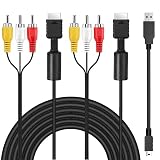 Xiatiaosann AV TV RCA オーディオビデオコードケーブル、AV to RCA コンポジットケーブルコード PS2 用、PS3 用、USB-A to Mini USB 充電ケーブル付き (2 パック、6FT)