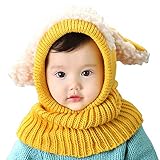 Sikimennzi 秋冬帽子 オシャレ カープル 可愛い ニット ポンポン 耳保護付き 防寒防風対策 子供 帽子 キッズ 男の子 女の子(イエロー)