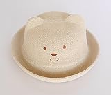 赤ちゃん くま お出かけ ハット 男の子 女の子 キャップ 麦わら 帽子 (ベージュ)