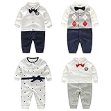 ロンパース 新生児 白 ベビー服 秋冬 長袖 前開き ベビー服フォーマ 男の子 セレモニーロンパースタキシードベストストライプ 結婚式 宮参り (66-73CM, ブルー紳士)