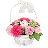 YOBANSA フレグランス ソープフラワー 創意花かごギフトボックス 誕生日　父の日　記念日　先生の日　バレンタインデー　昇進　転居など最適としてのプレゼント (ピンクのカーネーション)