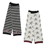 西松屋 [EFD] 2足組ベビーレッグウォーマー（くるま刺繍・ボーダー・星） 【80-100cm】　ブラック