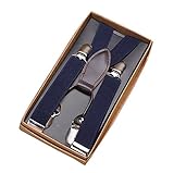 キッズ/子供弾性サスペンダークリップ4つのクリップオンアジャスタブルサスペンダー[青]