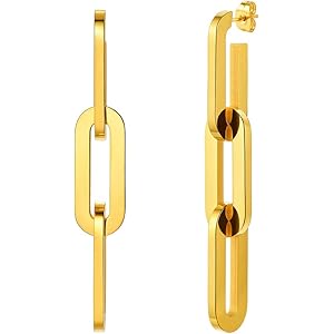 FindChic ピアス チェーン レディース 揺れる 18金 ゴールド ステンレス アレルギー対応 スタッドピアス シンプル 大ぶり 大人カジュアル アクセサリー