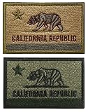カリフォルニア州旗 ２枚セット ベルクロ ワッペン サバゲー 布 刺繍 パッチ ワッペン タクティカル ミリタリー 腕章 紋章 マジックテープ