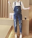 (マリア)MARIAH サロペット デニム ゆったり　オールインワン レディース ダメージデニムオーバーオール 美脚 ダメージスキニー ジーンズ サルエル パンツ ズボン カジュアル マタニティ