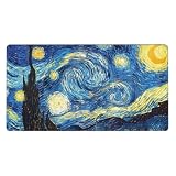 MTG プレイマット 星が輝く夜 TCG プレイマット ボードゲーム カードゲーム プレイマット トレーディングカードゲーム プレイマット デスクマット パッド 手描き 原 画 ステッチエッジ(35X60cm)