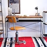 アンティーク風 木製 115cm幅ワーキングデスク オフィスデスク ブラウン