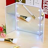 8 LEDライトメイクアップコスメティックTabletop Beauty Vanityミラー3折りたたみポータブル調節可能なカウンタートップライトミラー