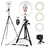 LEDリングライト 10インチ 三脚 Amzdeal 自撮りライト リングライトセット 3000K-5600K 伸縮スタンド 3調色モード