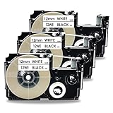 カシオ テープ XR-12WE 白地黒文字 3個セット 幅さ12mm 長さ8m ネームランドライター機種対応 互換品 テープカートリッジ