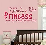 NOT EASY BEING A PRINCESS girl wall quote sticker graphic vinyl home kid decor [並行輸入品]