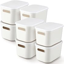 Amazon｜プラスチック製収納ボックス ふた付き 8個 ホワイト収納