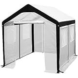Abba Patio Large Walk in Fully Enclosed Lawn and Garden Greenhouse with Windows, 8 X 10 ft, White [並