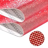 ラインストーンシール 12×20cm 2枚セット 自己粘着 デコシール クリスタル レッド 大判 DIY キラキラ装飾 NYANDELMO ND-0179-R13-6-RD-S