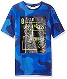 GUESS Big Boys' Short Sleeve Allover Tee with Slick Print Front Graphic All Over Blue/Black 16 [並行輸入