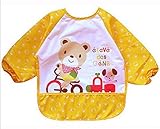 ベビー 長袖 エプロン 子供 幼児 スモック 食事用 動物柄 キャッチポケット付き 全3色 1歳 2歳 3歳 (くま柄)