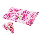 Baoblaze ベビーブランケット　ベビーおくるみ　寝袋　男の子　女の子　ヘッドバンド付き　綿製　出産祝い　写真用　全9種類 - ピンクのバラ