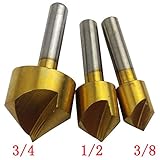 3ピースシングルフルート90度エッジ面取り皿ドリルビットエンドミルカッターハンドツール皿電気ドリルドリルビット