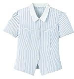 UNIWEAR(ユニウェア) 半袖 ブラウス SL-967 紺ストライプ LL ( 13号 ) （ 日本製生地使用 ）