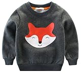 [スゴフィ]SGFY　 ボーイズ スウェット 女の子 男の子 キッズ ベビー トレーナー パーカー 長袖 子供服 おしゃれ かわいい 秋 冬 アニマル 柄 5色 (110, グレー・狐)