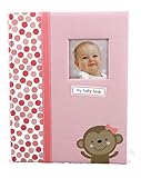 Carter's Baby Girl Memory Book - Pink, Polka-dots & Monkey 5 Year Baby Journal by Frog Studio Home
