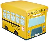 山善(YAMAZEN) スツール 子供用 イエローバス柄 幅48×奥行32×高さ32cm KS-48(YB)