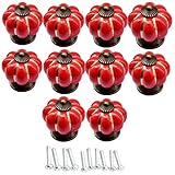 lsgoodcare 12個40 mmキッチンPumpkinsハンドルプル引き出しノブ亜鉛セラミックドアキャビネット食器棚ハードウェア レッド COMINHKPR117185