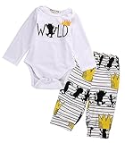 Baby Boyホワイトモンスターボディスーツ+ Imperial Crownストライプパンツ服装セット カラー: ブラック
