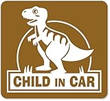 imoninn CHILD in car ステッカー　【マグネットタイプ】　No.71　ティラノサウルスさん　（ゴールドメタリック）