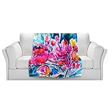 ブランケットウルトラソフトFuzzy 4サイズ！DIANOCHEデザインからby Kathy StanionカラフルBloomsホームDecor Unique Designer芸術的スタイリッシュな寝