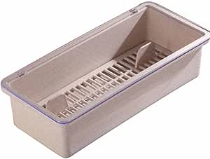 Carfeny カトラリーケース 蓋付き ドレイン カトラリー収納ボックス (グレー)