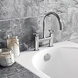 Modern Cross Handle Bath Filler Mixer Taps Bathroom Bath Round Chrome OXFORD