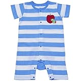 2018年 夏物 はらぺこあおむし 天竺 ボーダー柄 半袖カバーオール THE WORLD OF ERIC CARLE サックス◇70cm