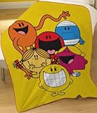 Mr Men Crew Yellow Fleece Blanket Throw OFFICIAL