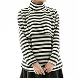 (ティアナ23)Tianna23 マタニティ 授乳口付 タートルネック 長袖 カットソー ブラックXホワイト XL