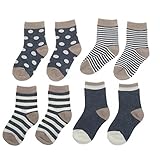 ノーブランド品 　8ペア　赤ちゃん　幼児　柔らかい　綿　ストライプ柄　靴下　ソックス　グレー　 - S