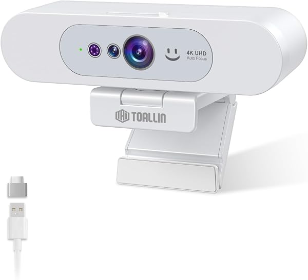 TOALLIN 4K UHD Webcam for PC, Windows Hello Compatible Web Camera, Facial Recognition, Autofocus, Built-in Mic & Privacy Shutter, USB Webcam for Laptop/Desktop, Online Meetings, Streaming, Video Calls - 1