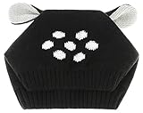 GEMVIE ベビーハット 子供 ニット帽子 可愛い 防寒 防風 男の子 女の子 キャップ キッス帽子 アニマル 耳飾り 散歩 お出かけ ブラック