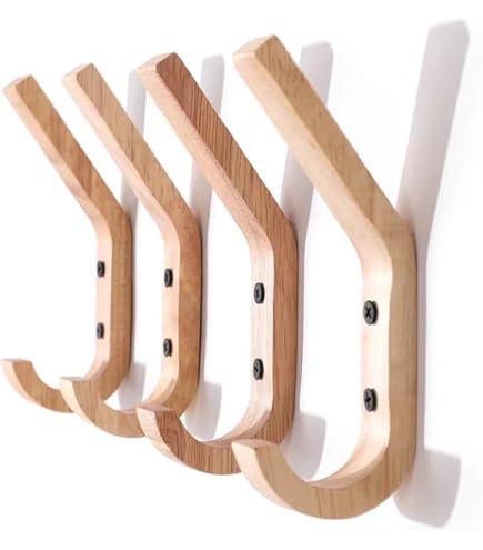 Amazon.co.jp: Riblind 木製ウォールフック 北欧風 4個セット