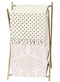 Sweet Jojo Designs Baby/Kids Clothes Laundry Hamper for Blush Pink White Damask and Gold Polka Dot A