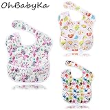 Ohbabyka3点セット スタイ よだれかけ スーパービブ お食事エプロン 防水 袖なし 保育園 お食事用防水ビブ 女の子 男の子 ベビーロンパース (SZY010613)