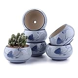 T4U 10CM 陶器鉢 ロータスパターン 多肉植物、サボテン鉢 フラワーポット プランター容器 ホワイト 6個セット