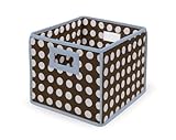 Badger Basket Folding Nursery Basket/Storage Cube, Brown Dot/Blue by Badger Basket