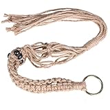 Demiawaking マクラメ 麻縄 プラントハンガー 観葉植物 吊り下げ ロープ ハンギングプランター 白青（全長70cm ）