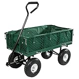 Sunnydaze Green Utility Cart with Folding Sides and Liner Set, 34 Inches Long x 18 Inches Wide, 400 