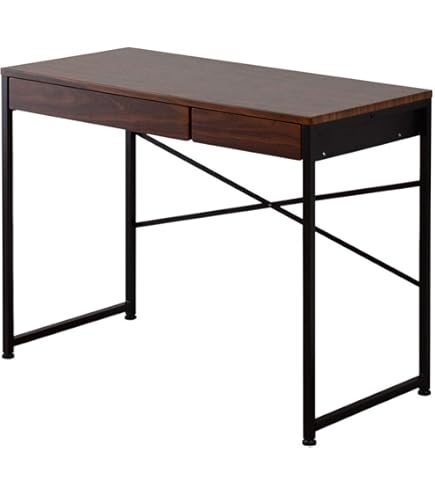 Amazon | パソコンデスク 木製 引き出し付き 幅100×奥行60cm 耐