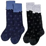 【つま先カカト補強】折返しがアクセント 水玉ハイソックス2足組 (15～19cm)(G025)