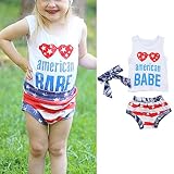 Franterd Clothesセット4th of July – American Babe & Dude Girls Boys Brother & SisterベストTシャツ+アメリカ国旗ストライプ