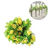 Seacan つるバラ 造花 2.3m インテリア 飾り 壁掛け 吊り下げ 観葉植物 ガーデニング 結婚式 お祝い 祭り 家庭装飾 窓装飾 パーティー グリーンホテル　 (イエロー)